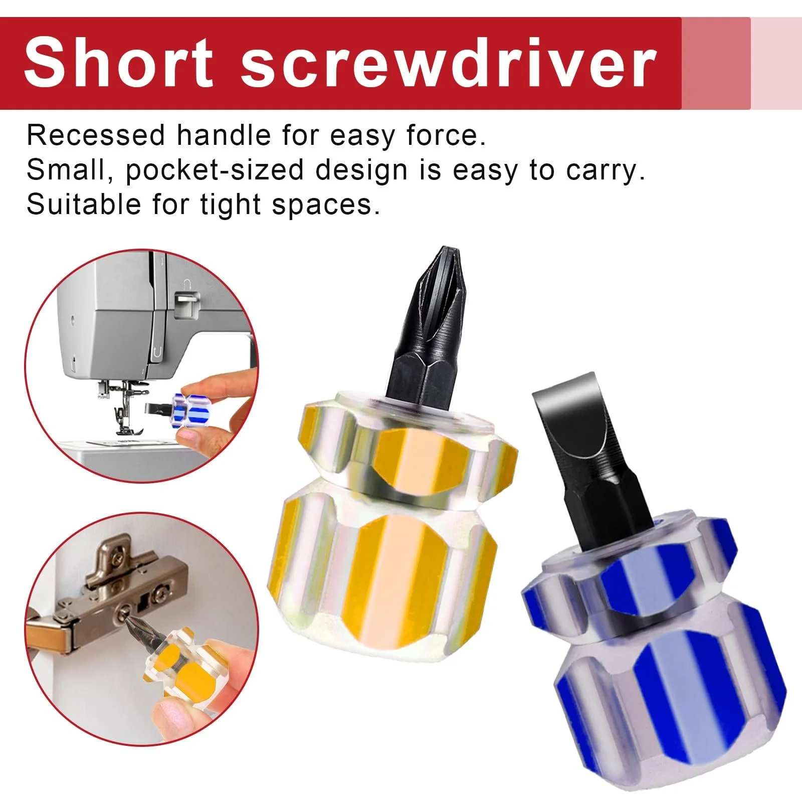 Набір викруток коротких Mabor Mini 4 шт шліц 0.6 см та Phillips Чорний Синій, фото №6