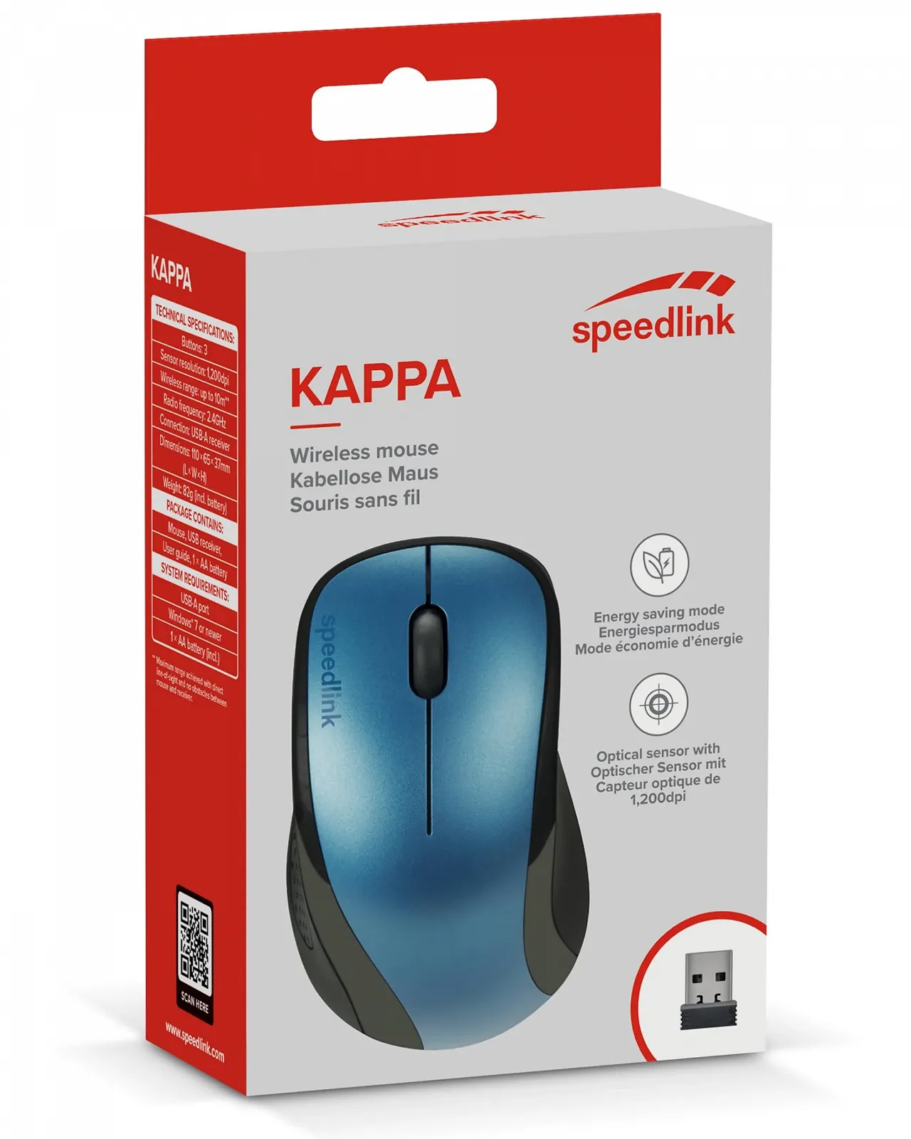 Мышь Speedlink Kappa Wireless, 3 кнопки, синяя, фото №4