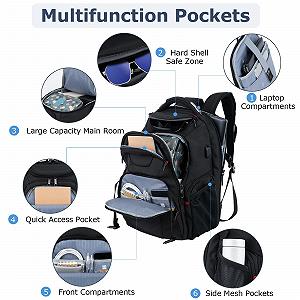 Рюкзак VANKEAN Екстравеликий 17.3 дюймів TSA RFID USB Чорний synthetic.ua - Фото 1