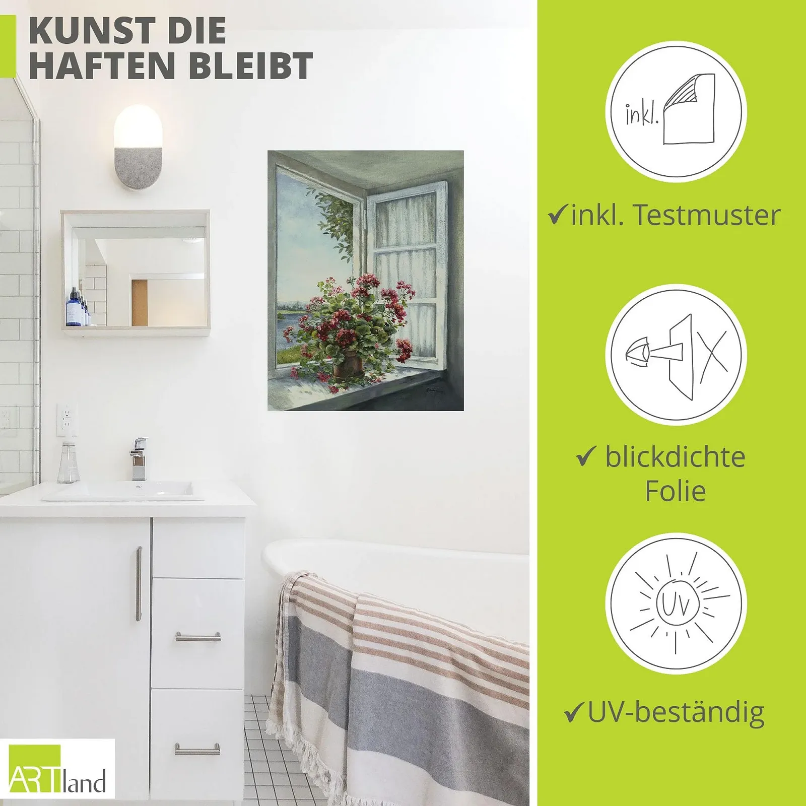 Наклейка на стіну ARTland Classic T4DR Window Flowers Blossoms Botany Painting Самоклейна вінілова плівка 60 x 80 см, фото №2