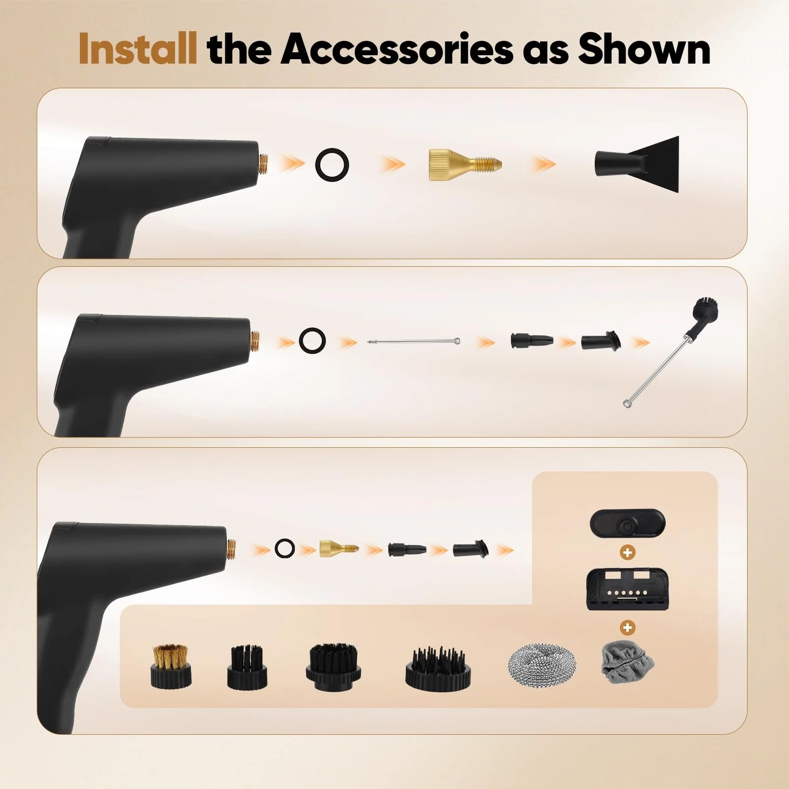 Портативний пароочисник 2500 Вт 1200 мл 6 насадок 9 вібраторів, фото №5 Портативний пароочисник 2500 Вт 1200 мл 6 насадок 9 вібраторів, фото №5