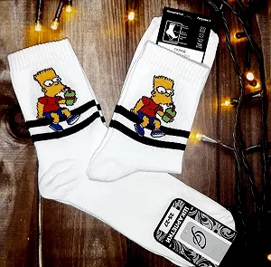 Чоловічі молодіжні шкарпетки високі демісезонні білі 39 - 44 розмір - Фото 1