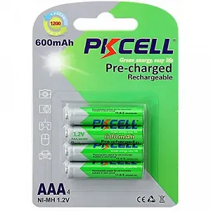 Аккумулятор PKCELL 1.2V AAA 600mAh NiMH Already Charged 4 штуки в блистере за блистер Q12 - Фото 1