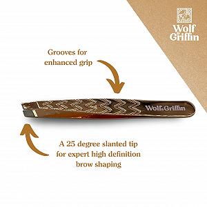 Пінцет Wolf & Griffin Ultimate Precision професійний скошений з чохлом Rose Gold synthetic.ua - Фото 1