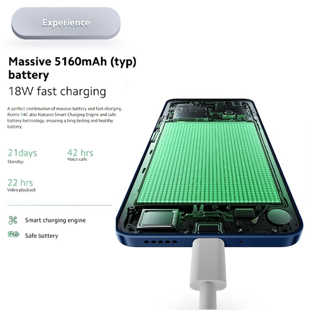 Смартфон XIAOMI Redmi 14C NFC 8GB RAM 256GB ROM 6.88 дюйма 50 Мп 120 Гц 5160 мАч Blue (без зарядного устройства), фото №6