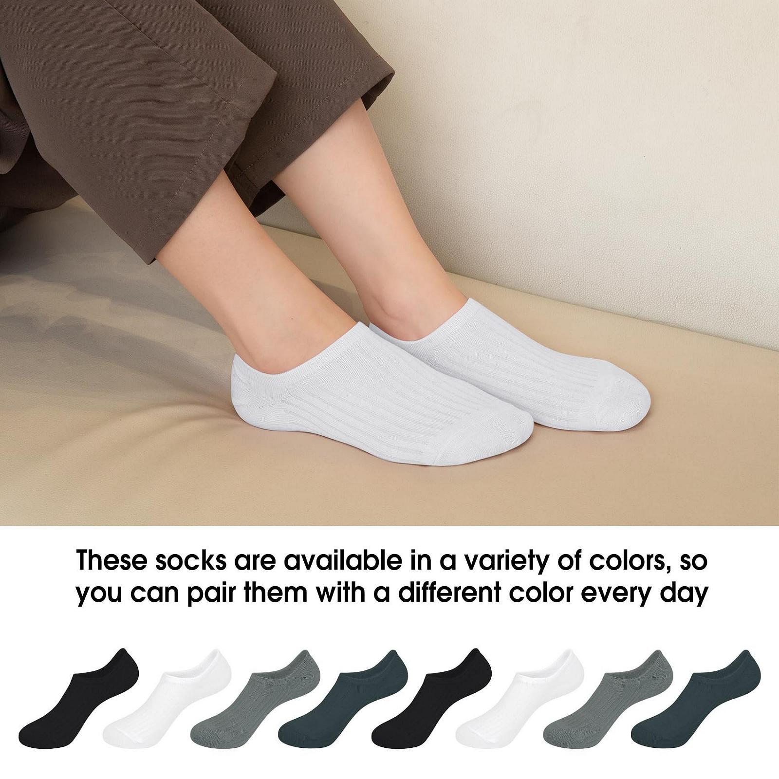 Жіночі шкарпетки-слідки Бавовняні посилені короткі шкарпетки з силіконовою вставкою, що не ковзають - 8 пар, фото №4
