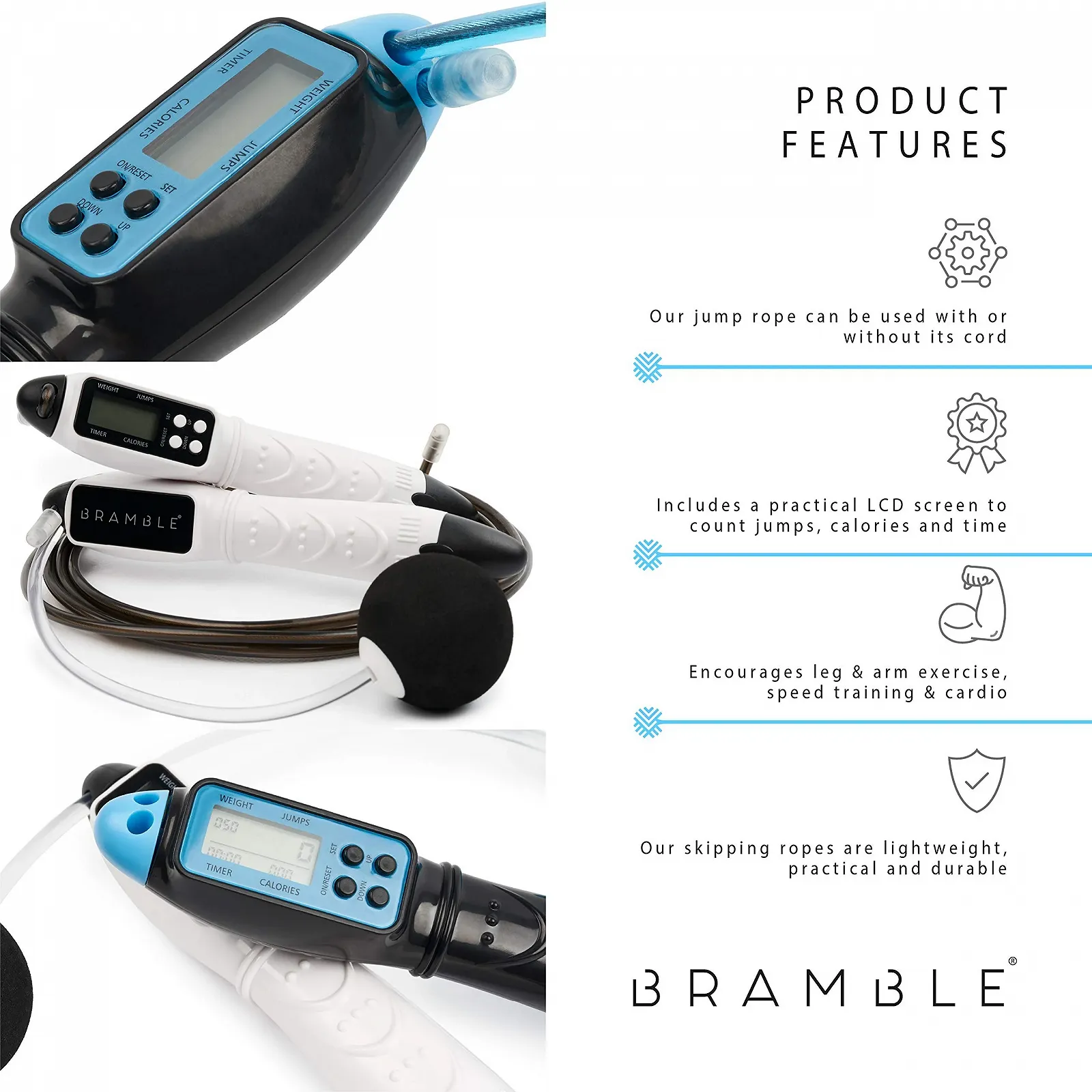 Скакалка Bramble з цифровим дисплеєм та лічильником Набір 2 шт., фото №4 Скакалка Bramble з цифровим дисплеєм та лічильником Набір 2 шт., фото №4
