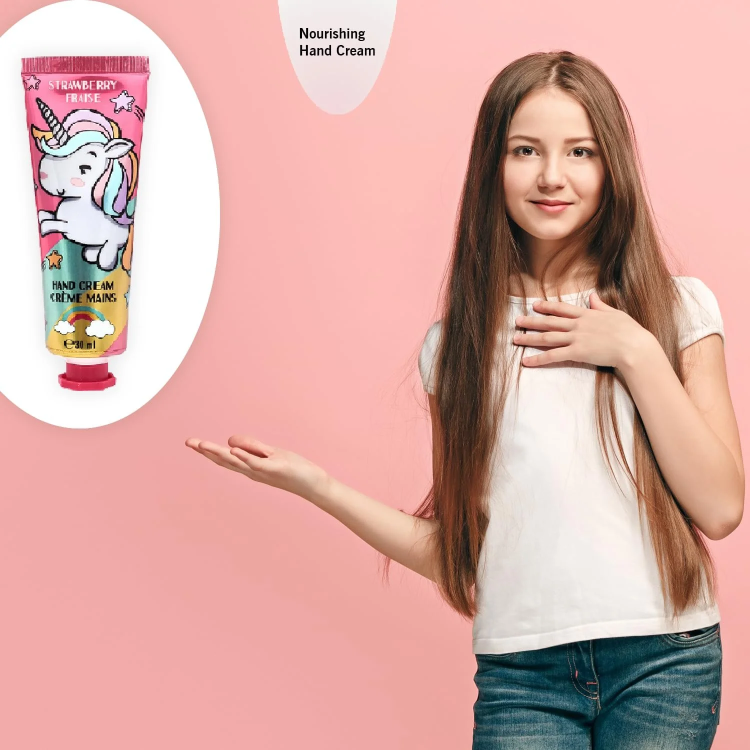 Крем для рук Unicorn Клубника 30 мл Набор из 2 шт. Увлажняющий, питательный и быстро впитывающийся. Для детей, подростков и взрослых. Дорожный размер, фото №3