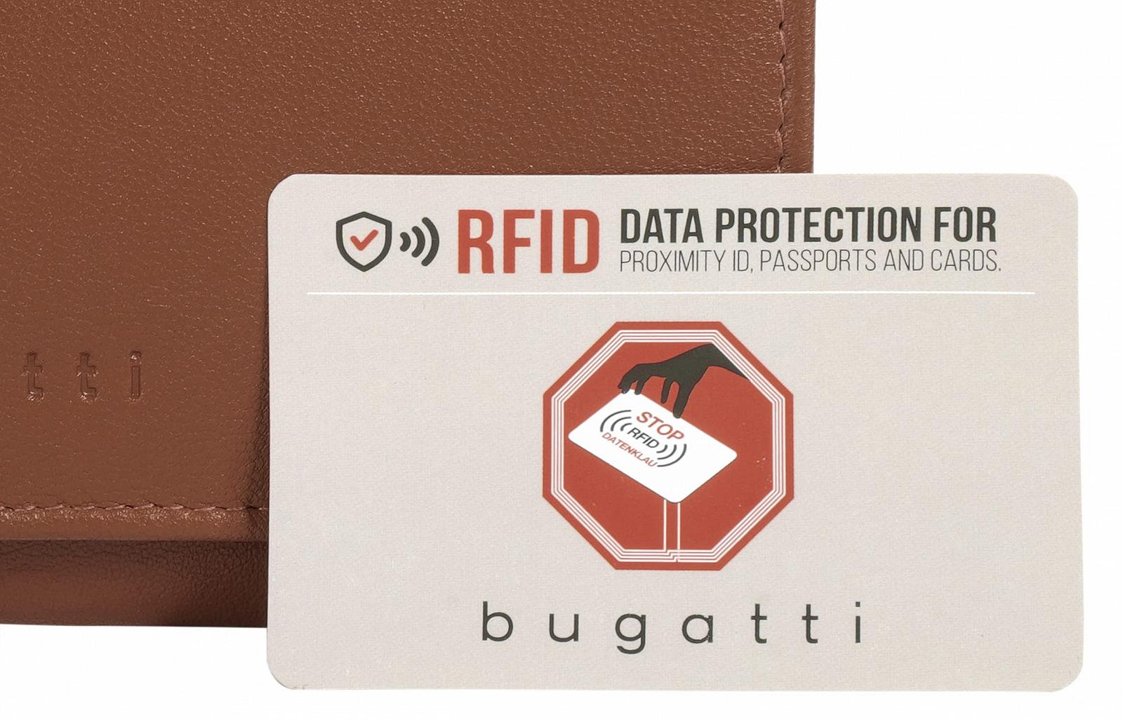 Кошелек BUGATTI Punto Женский Кожаный RFID Кошелек 19 Отделений для карт Cognac, фото №6