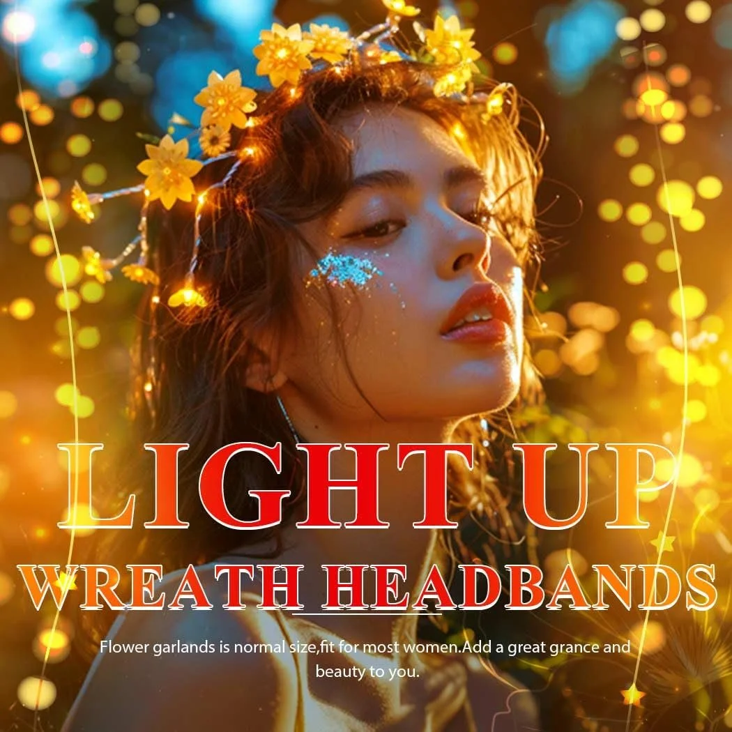 Вінок для волосся Zoestar з квітами, що світяться, фото №3