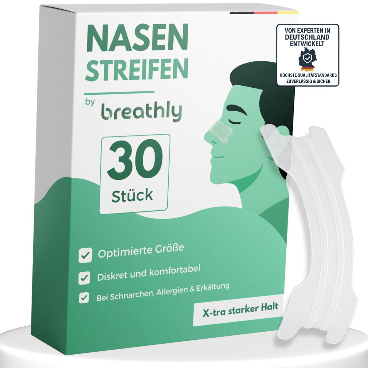 Пластирі для носа  Прозорі від хропіння з екстрасильною фіксацією 30 шт, фото №1