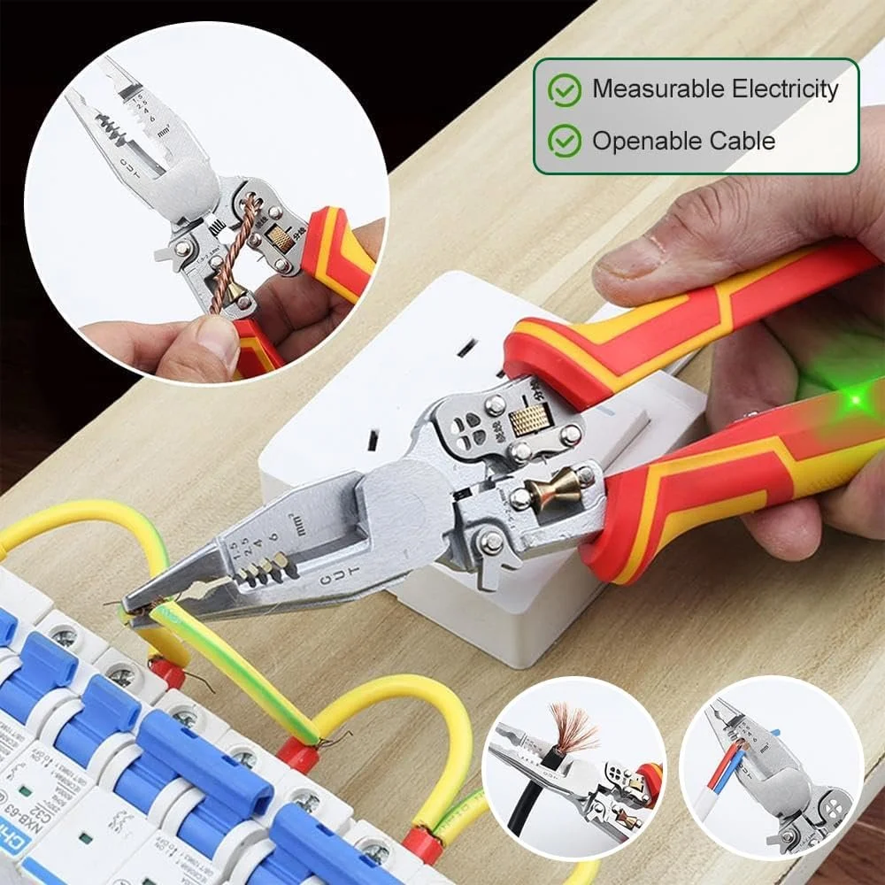Інструмент для зачистки проводів з функцією вимірювання струму 9 в 1 мультифункціональний тестер напруги, фото №7