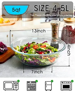 Миска для салату NUTRIUPS 4,5 л скло 33 см synthetic.ua - Фото 1