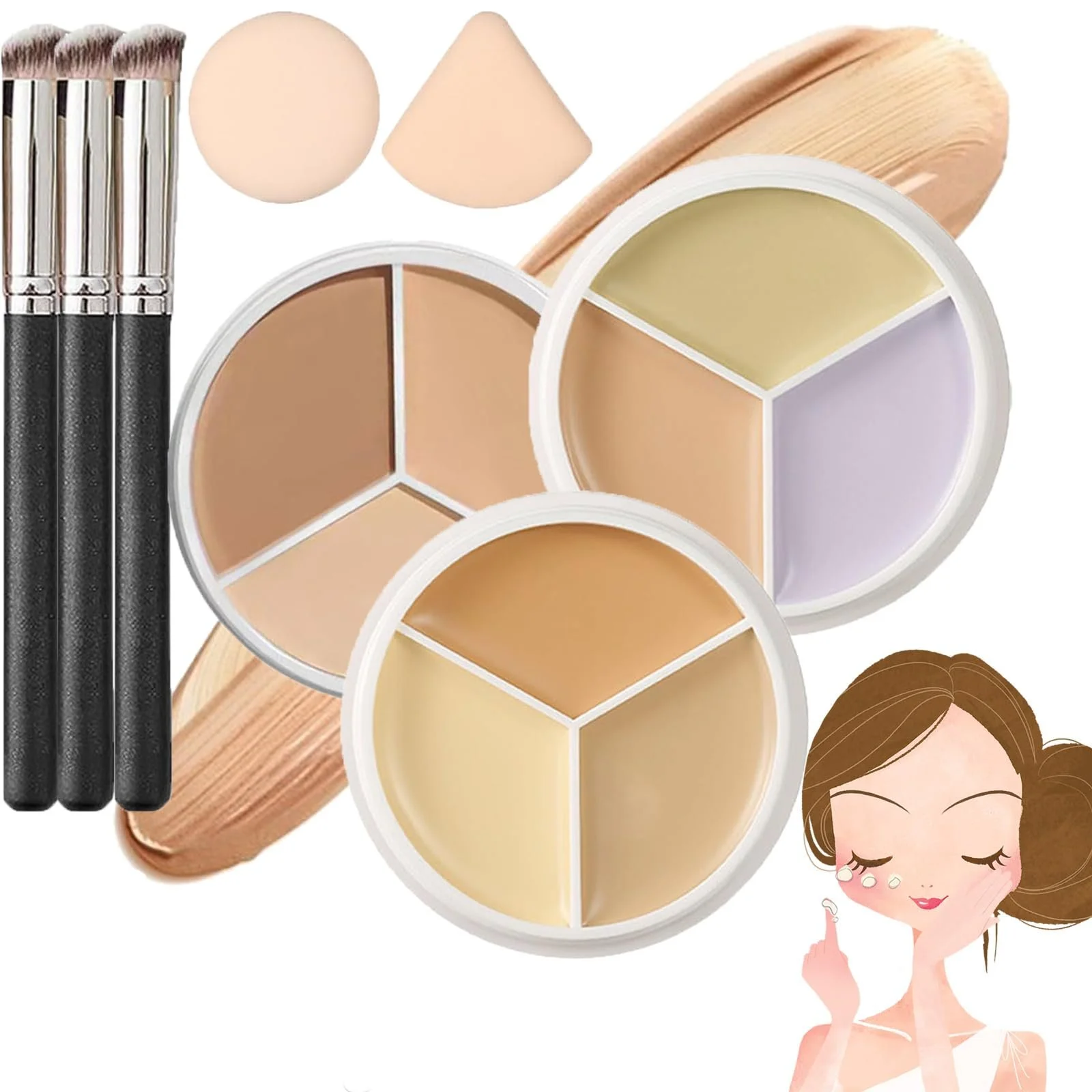 Консилер Триколірний Donubiiu Багатоцільовий Палетка для приховування слідів від акне та темних кіл під очима Водостійкий 3PCS-B, фото №1 Консилер Триколірний Donubiiu Багатоцільовий Палетка для приховування слідів від акне та темних кіл під очима Водостійкий 3PCS-B, фото №1