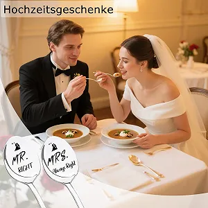 Ложка для хлопьев Mr Right & Mrs Always Right серебристого цвета (2 шт) synthetic.ua - Фото 1