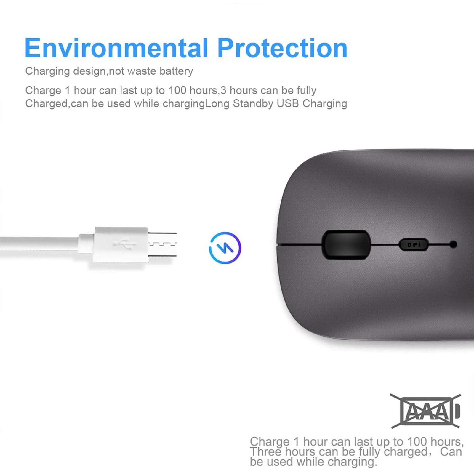 Мышь Bluetooth AE WISH ANEWISH, серый, фото №3