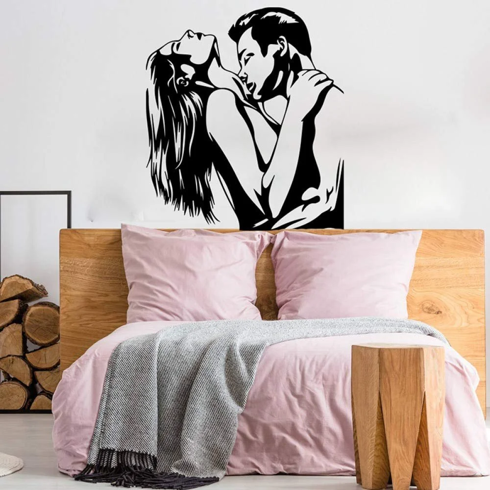 Наклейка на стіну Sexy Kiss Naked Couple вінілова 64 x 54 см Black, фото №1