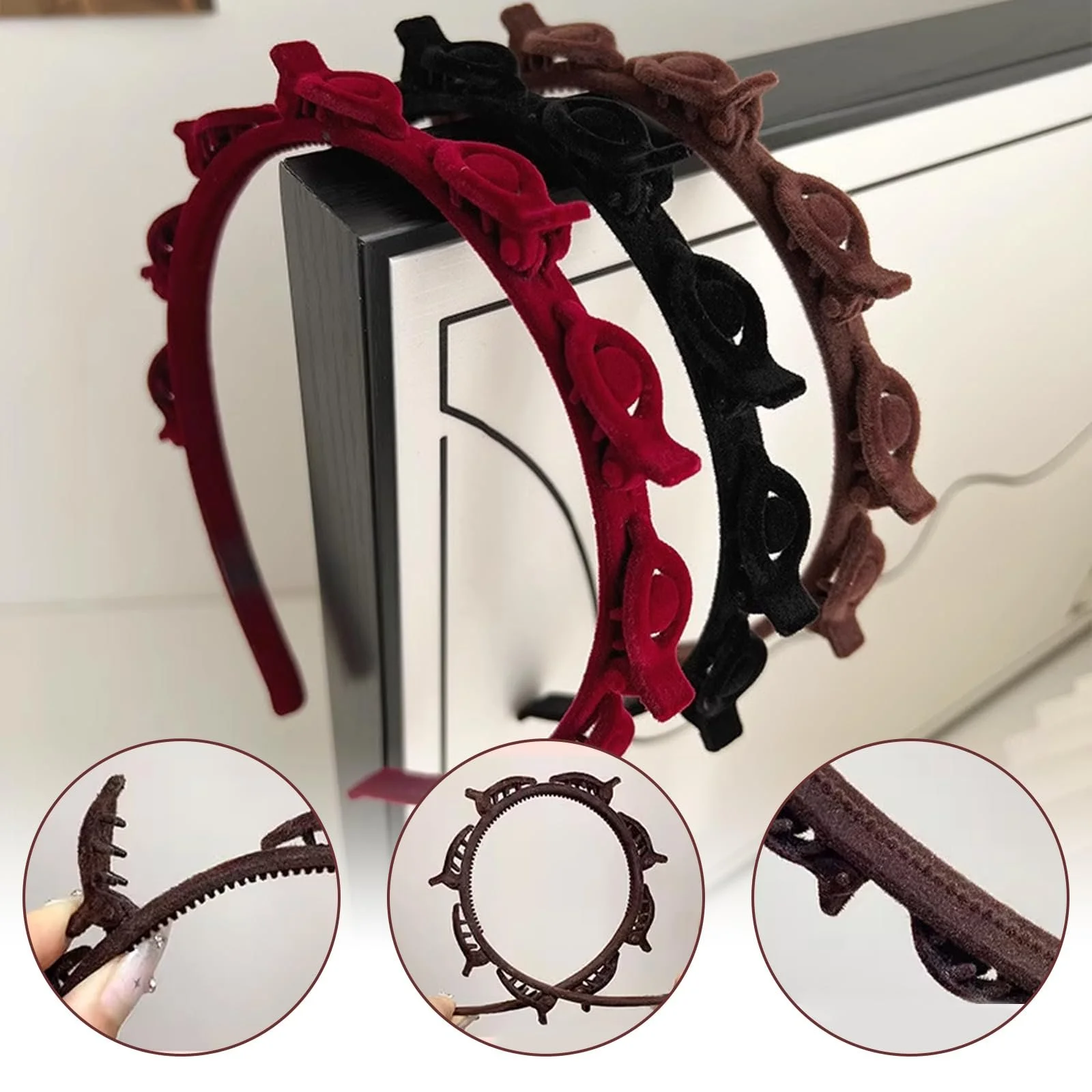 Набір з 3 обручів для волосся з затискачами, фото №2 Набір з 3 обручів для волосся з затискачами, фото №2