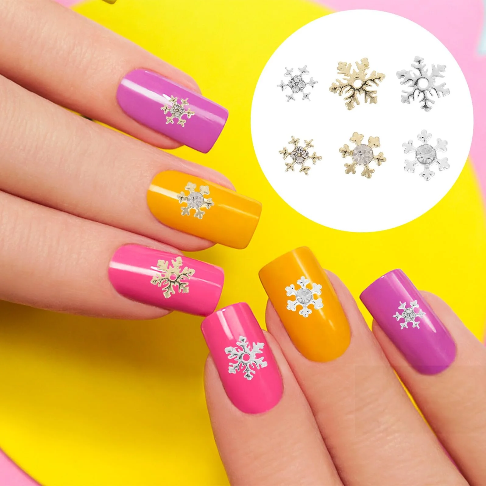 Украшения для ногтей Снежинка ERINGOGO, 60 шт., Золотые и серебряные блестящие украшения для ногтей, Мелкие украшения для ногтей для праздничных событий, фото №4