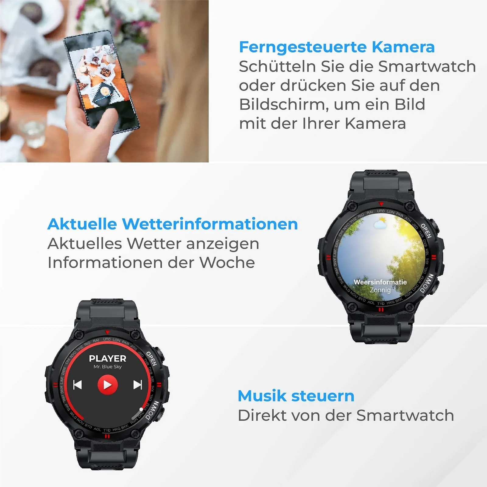 Смарт-часы Nuvance K22 Outdoor 45 мм сенсорный IP67 водонепроницаемый для мужчин, женщин и детей, фото №5 Смарт-часы Nuvance K22 Outdoor 45 мм сенсорный IP67 водонепроницаемый для мужчин, женщин и детей, фото №5