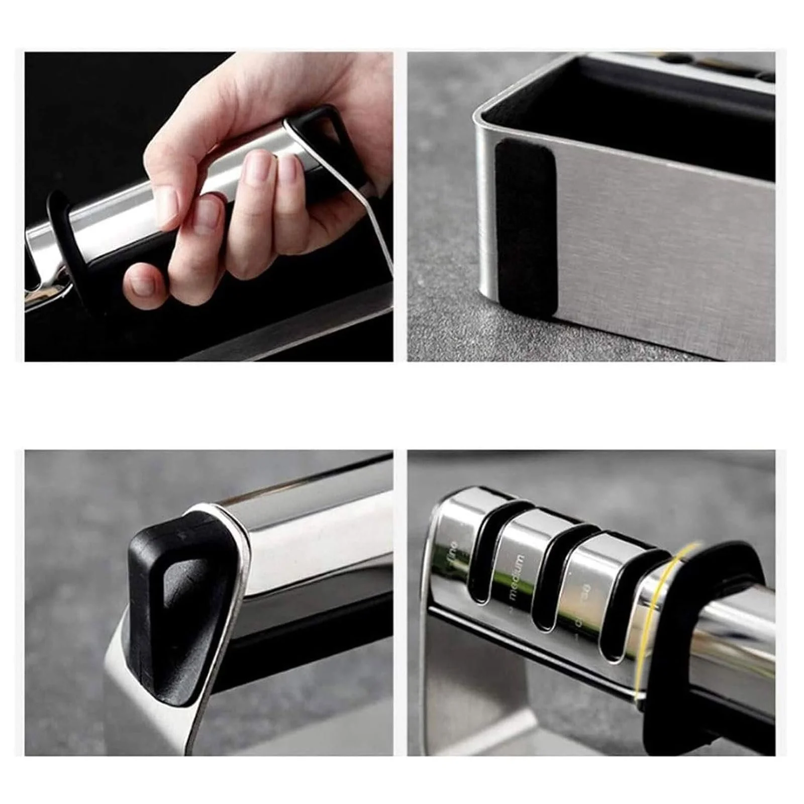 Точило для ножів ручна 3-ступенева для кухонних, кишенькових ножів та ножиць, фото №7