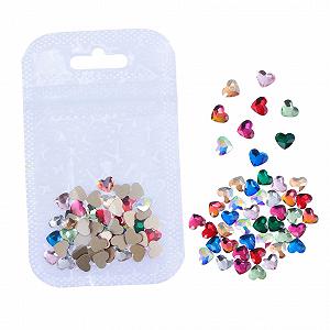 Стрази для нігтів Healeved, 50 шт, у формі серця, плоскі, для 3D наклейок, скло - Фото 1