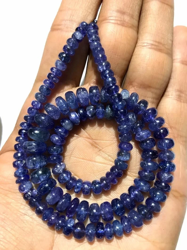 Бусины Танзанит, рондель, гладкие, 5 x 6, длиной 46 см, голубой, фото №1