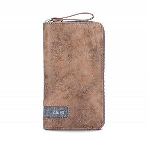 Женский кошелек Zwei O.Wallet OW2 большой коричневый винтажный стиль, 15 отделений для карт, 2 отделения для купюр, отделение для монет и прозрачное отделение - Фото 1