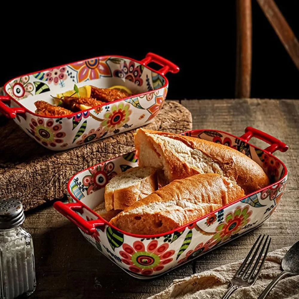 Форма для запекания керамическая прямоугольная с двойными ручками 850 мл, фото №6