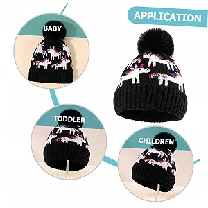 В'язана шапка PACKOVE з жакардовим візерунком єдинорога synthetic.ua - Фото 1