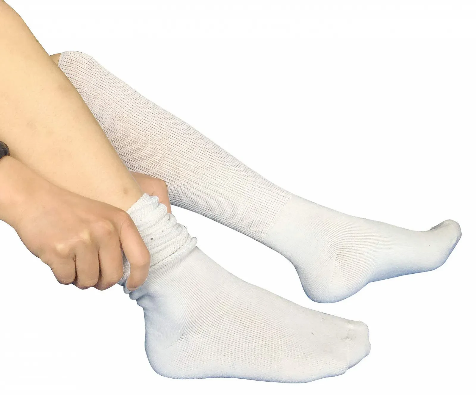 Носки выше колена для диабетиков очень широкие без резинки для лимфедемы, бариатрические, при отёках, гипсовых ног, унисекс, один размер, фото №6