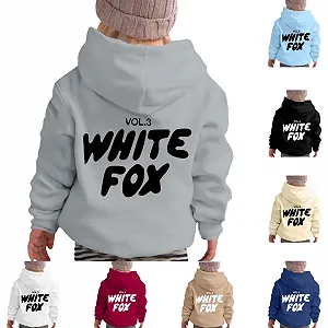 Худи Generisch Зимний для мальчиков и девочек Унисекс Теплый Осень Зима Длинный рукав Белый Лис Принт Повседневная одежда Дети 90-160 см - Фото 1