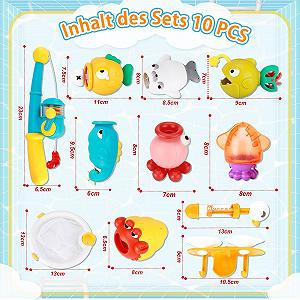 Игрушка для ванны Рыбалка с удочками, водными пистолетами, сачком, магнитной рыбой synthetic.ua - Фото 1