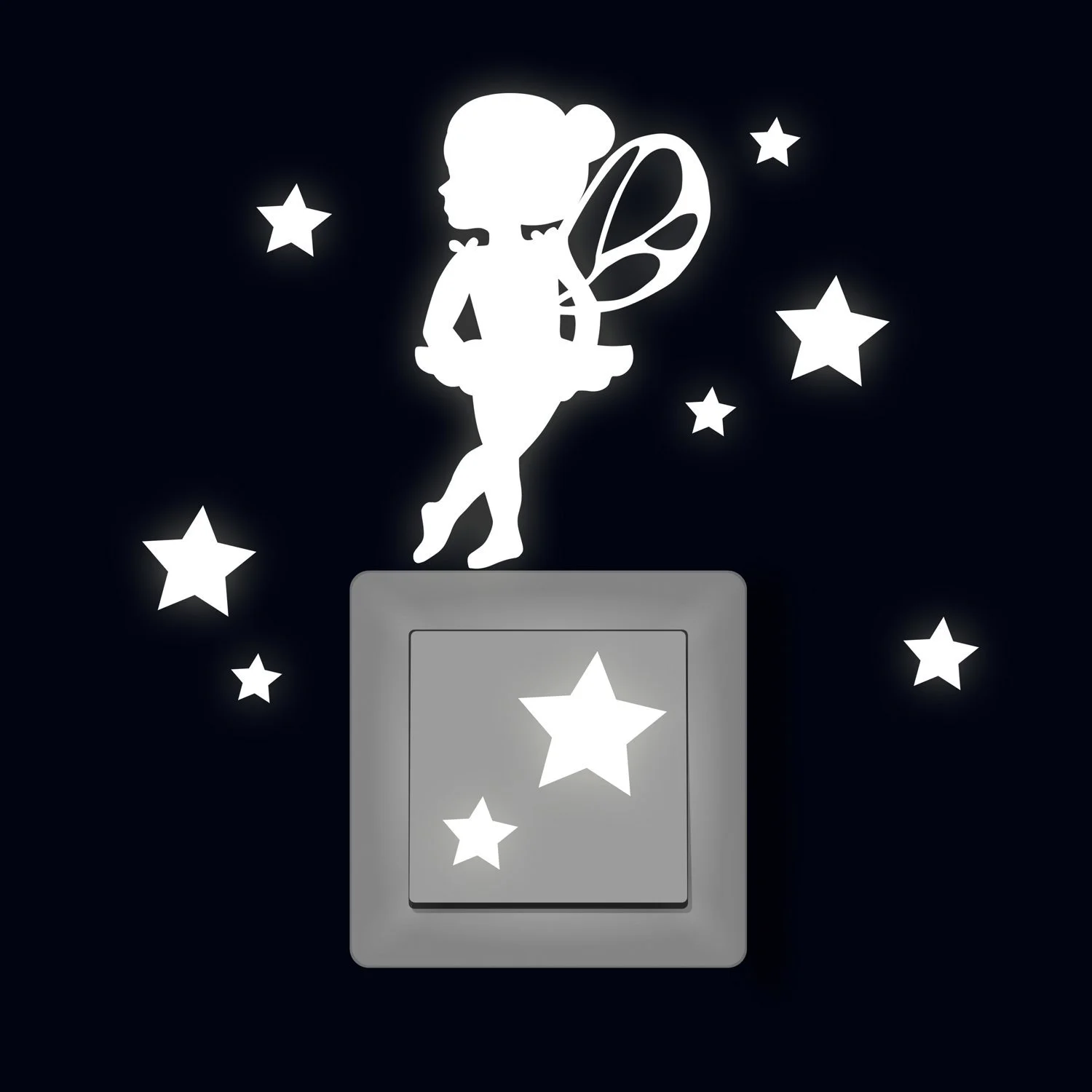 Наклейка на стіну Ilka Parey Wandtattoo World M2329 для вимикача Світна Фея Pinchen Балерина з зірками Флуоресцентна 10, фото №1 Наклейка на стіну Ilka Parey Wandtattoo World M2329 для вимикача Світна Фея Pinchen Балерина з зірками Флуоресцентна 10, фото №1