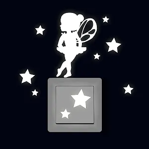 Наклейка на стіну Ilka Parey Wandtattoo World M2329 для вимикача Світна Фея Pinchen Балерина з зірками Флуоресцентна 10 - Фото 1