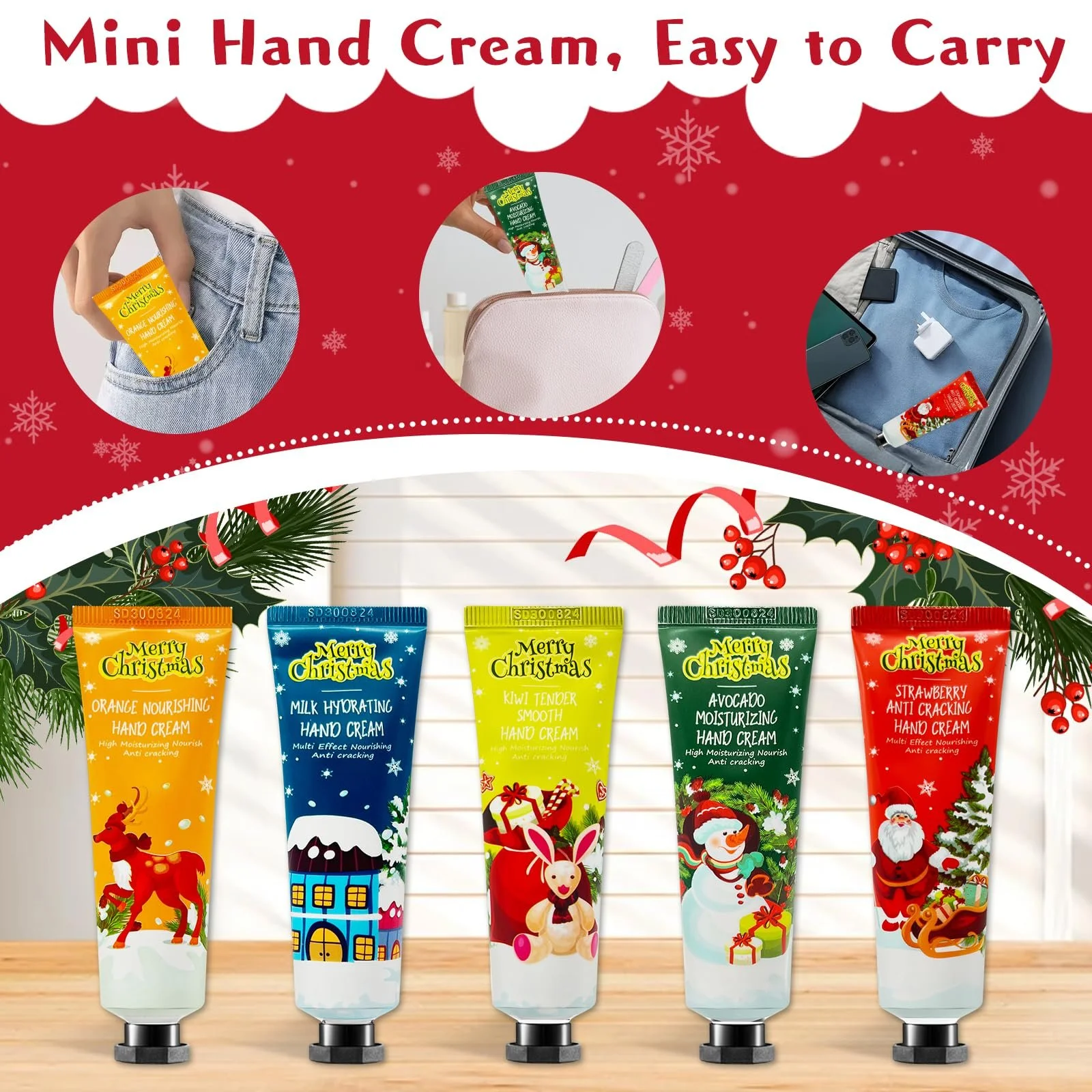 Набір різдвяних кремів для рук, міні-набір жіночих кремів для рук, набір кремів для рук, набір зволожуючих кремів для сухої шкіри рук, 5 x 30 мл, фото №6 Набір різдвяних кремів для рук, міні-набір жіночих кремів для рук, набір кремів для рук, набір зволожуючих кремів для сухої шкіри рук, 5 x 30 мл, фото №6