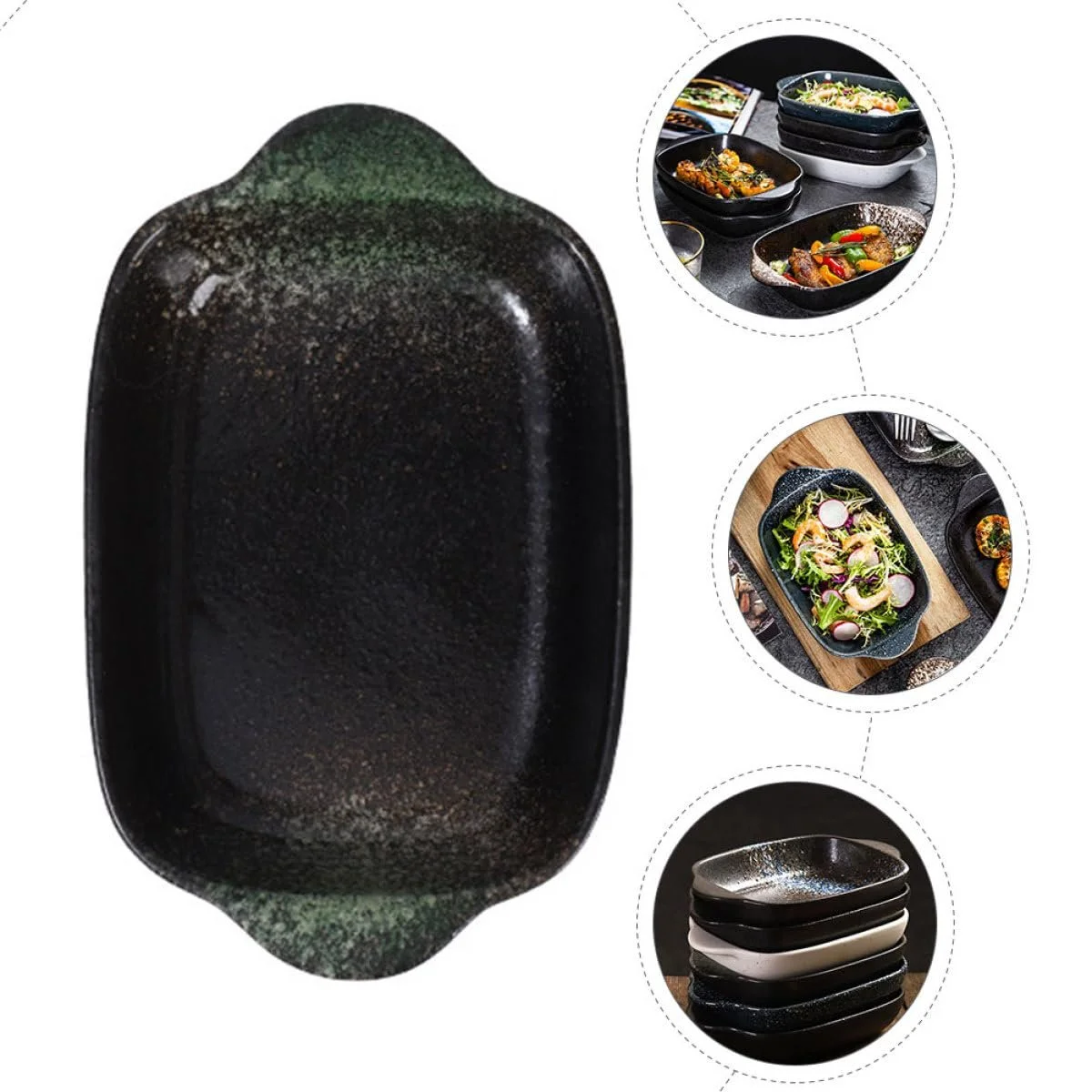 Форма для запекания керамическая с двойными ручками поднос для сервировки, фото №3