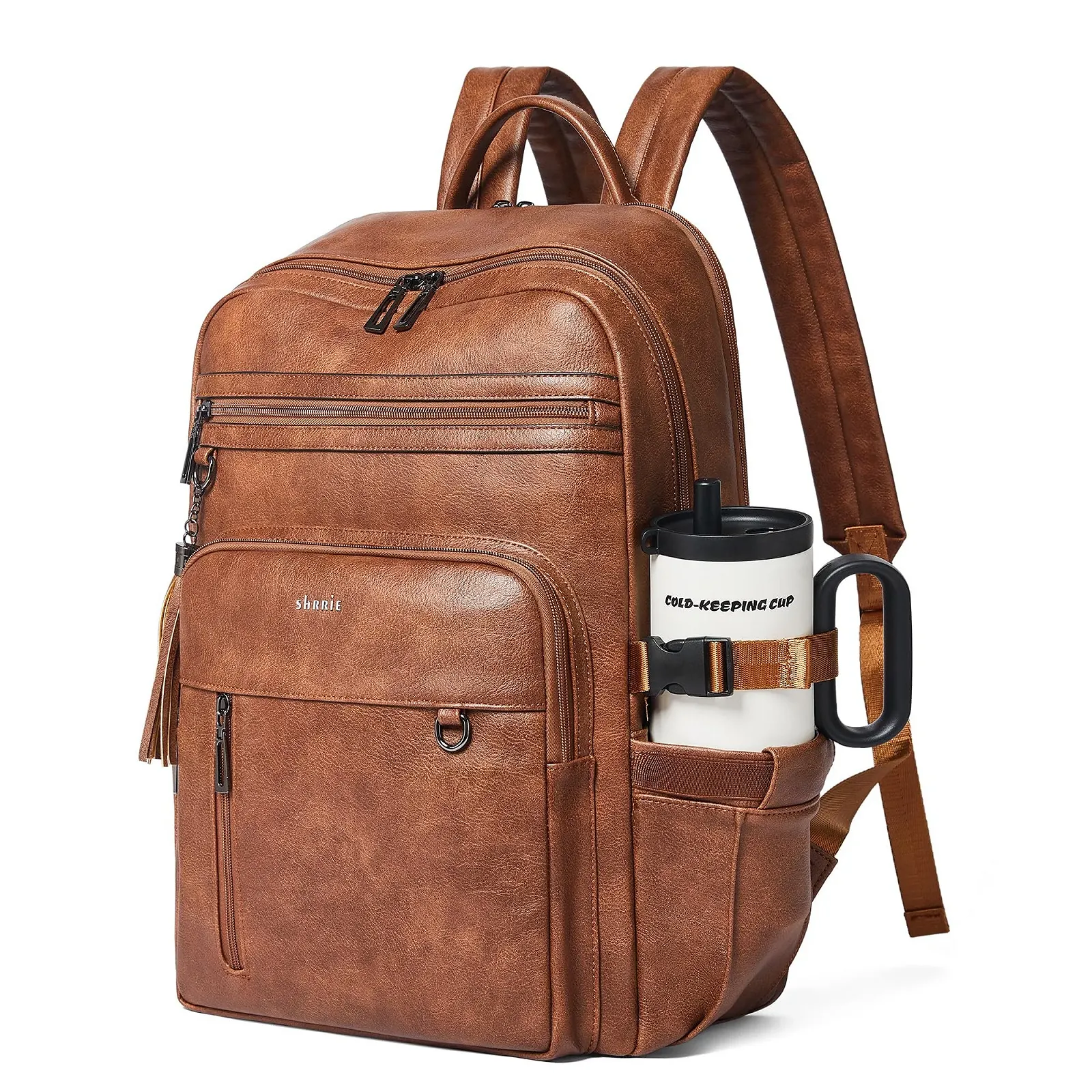 Рюкзак для ноутбука Shrrie 17 дюймов Vegan Leather Карамельно-коричневый, фото №1 Рюкзак для ноутбука Shrrie 17 дюймов Vegan Leather Карамельно-коричневый, фото №1