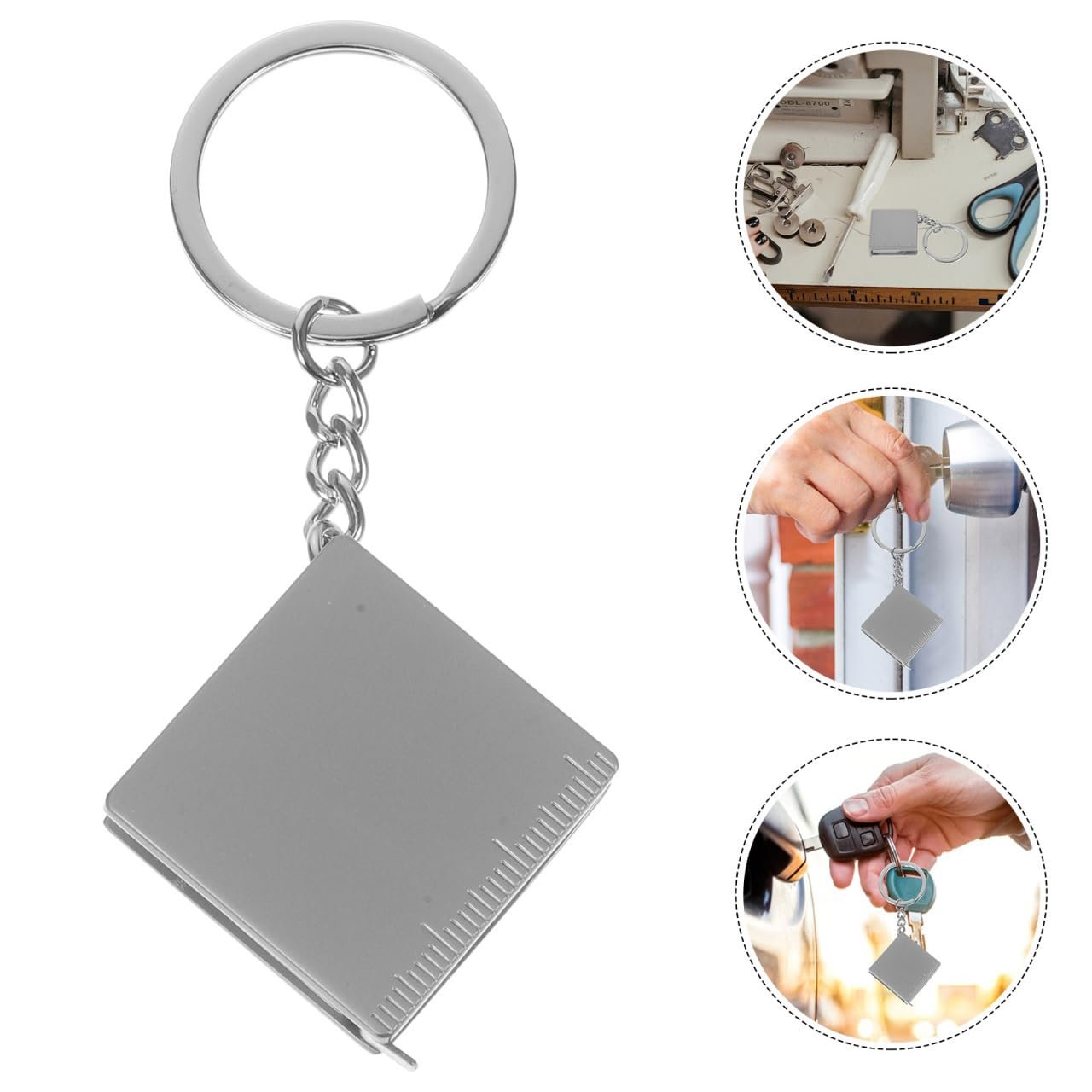 Рулетка OSALADI 1 м Металева з кільцем для ключів і висувною стрічкою для вимірювання, портативна, мала, фото №6