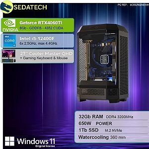 Package Sedatech Pro Gaming PC Водяне Охолодження Intel i5-12400F RTX4060Ti 32 GB RAM 1TB SSD M.2 Windows 11 Монітор 27 Дюймів synthetic.ua - Фото 1