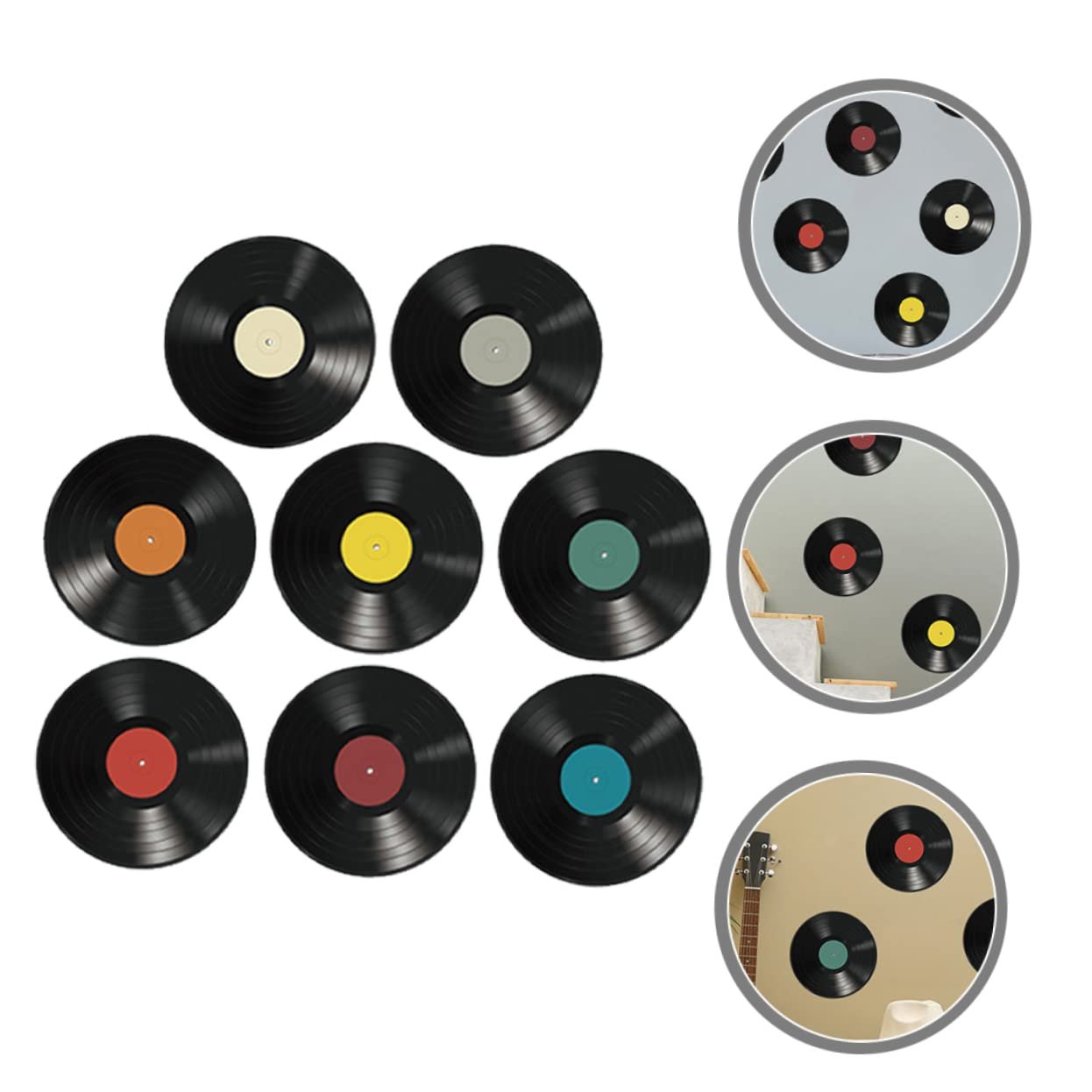 Декоративные наклейки на стену HOMSFOU Виниловые пластинки Ретро 16 штук, фото №7