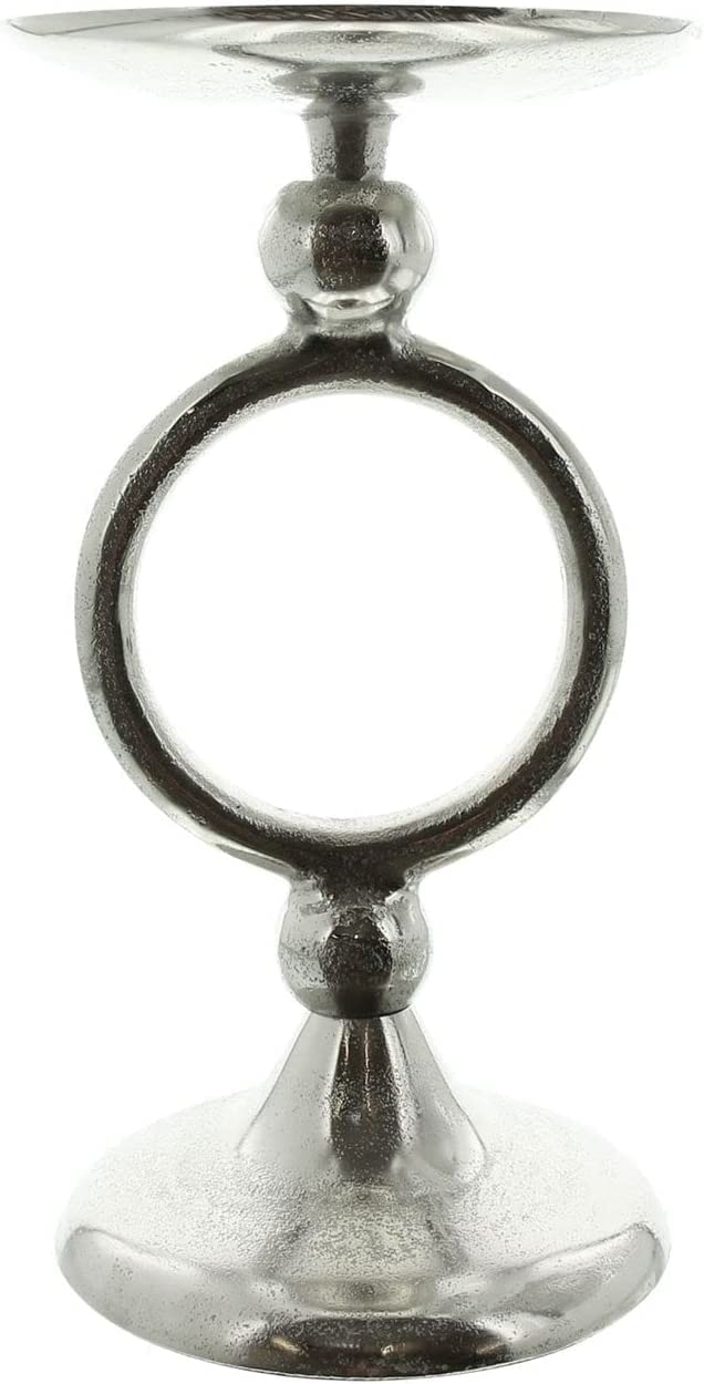 Підсвічник Антикварний вигляд срібний блиск Алюмінієвий Підсвічник з великою свічковою тарілкою для колонних свічок, фото №3 Підсвічник Антикварний вигляд срібний блиск Алюмінієвий Підсвічник з великою свічковою тарілкою для колонних свічок, фото №3