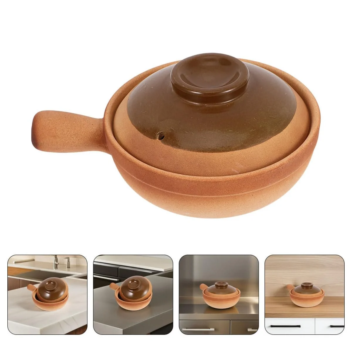 Кастрюля керамическая Toyvian традиционная с крышкой, цвет в ассортименте, фото №9