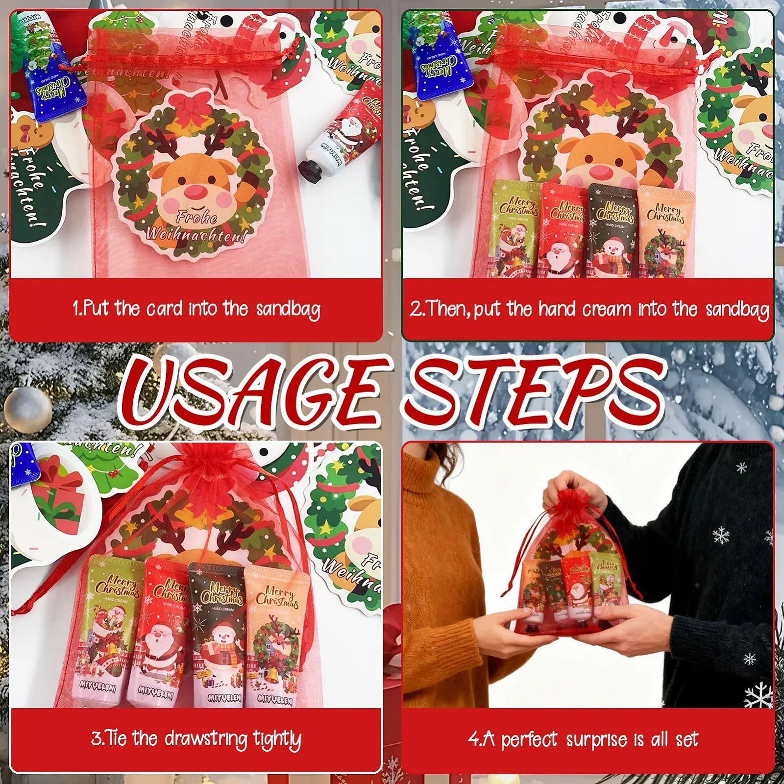 Набор Кремов для Рук Рождественский, 10 Штук Мини Кремов для Рук с Рождественскими Открытками, Мини Крем для Рук, Парфюмированный Крем для Рук, для Сухой и Потрескавшейся Кожи Рук, для Женщин и Мужчин, Рождественский Подарок, фото №5
