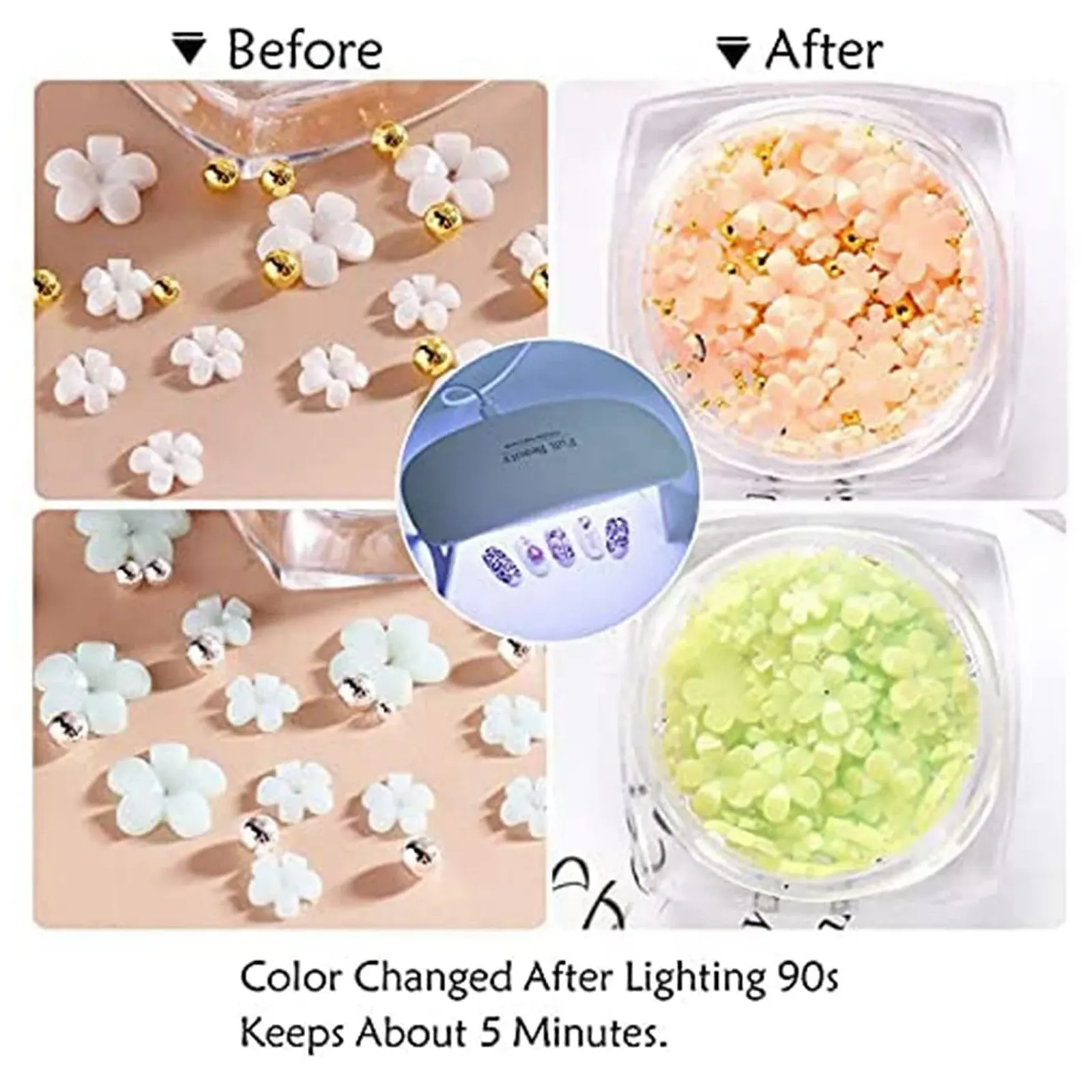 Набор для дизайна ногтей Цветы 3D Смена цвета Золото и серебро, фото №4