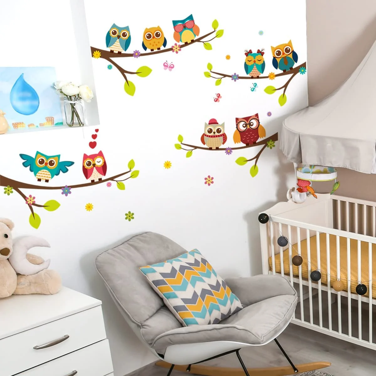 Наклейка на стену WandSticker4U 9 Cute Owls Совы на ветках 120 x 100 см, фото №6