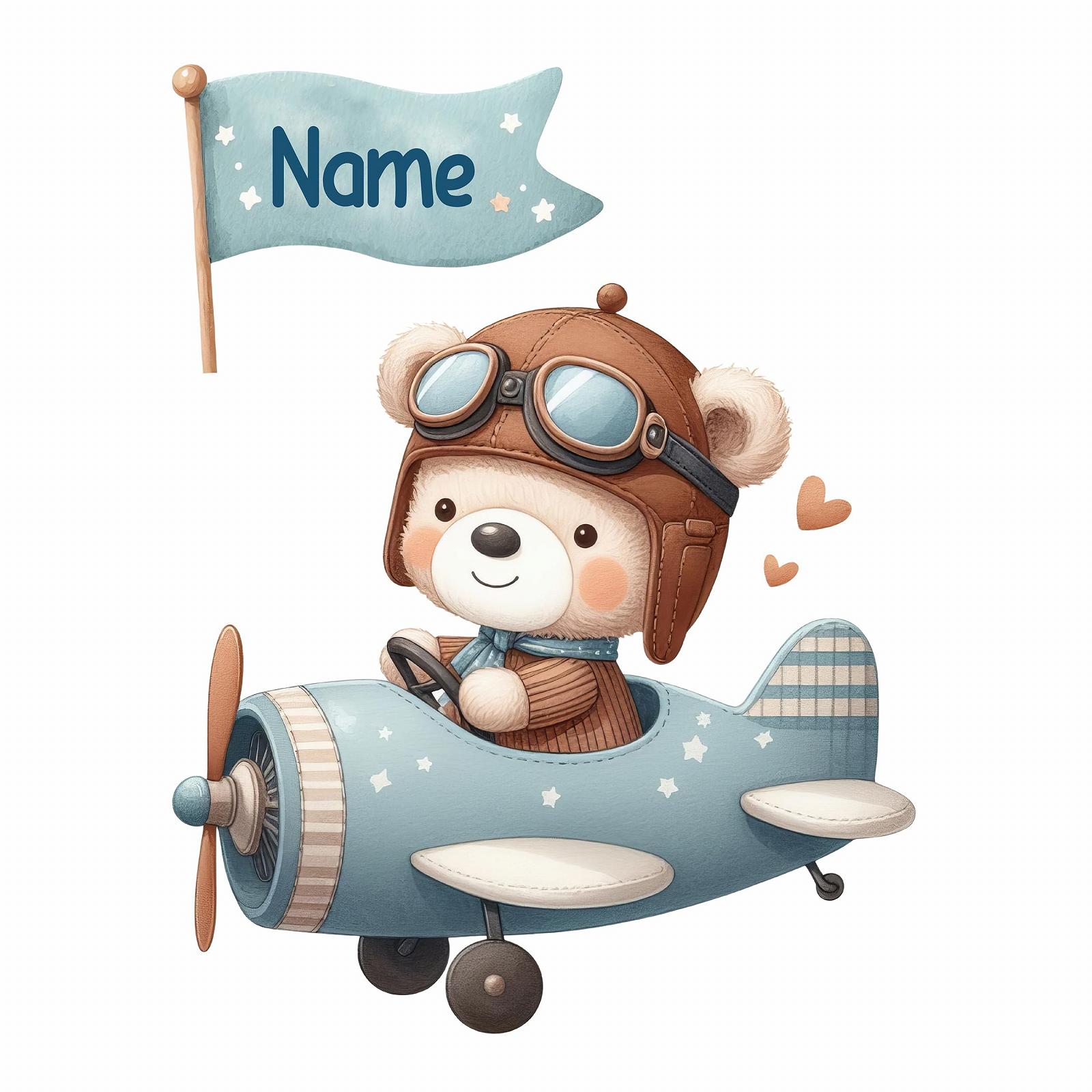 Наклейка на стіну GRAZDesign Ведмідь на літаку для дитячої кімнати 39 x 30 см, фото №2 Наклейка на стіну GRAZDesign Ведмідь на літаку для дитячої кімнати 39 x 30 см, фото №2