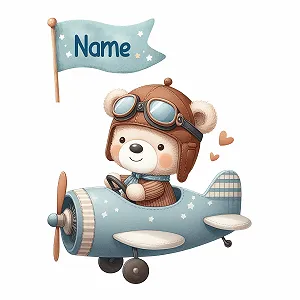 Наклейка на стіну GRAZDesign Ведмідь на літаку для дитячої кімнати 39 x 30 см synthetic.ua - Фото 1