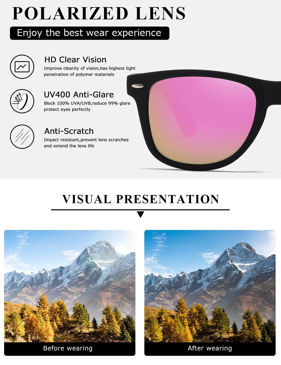 Поляризовані сонцезахисні окуляри Kimorn Класичні унісекс оправи у стилі ретро 80-х, фото №6