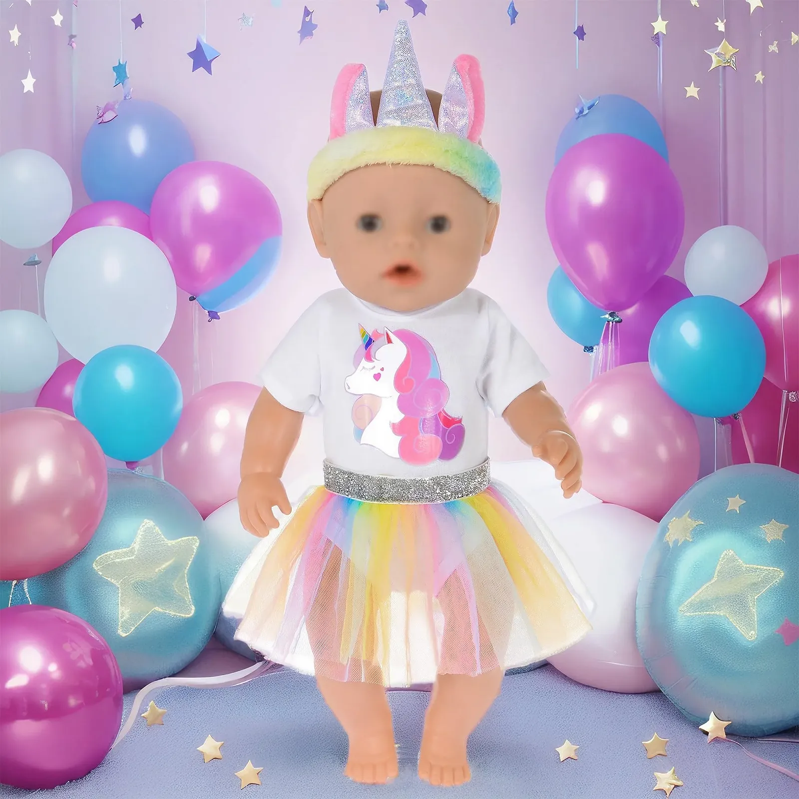 Одежда для куклы ebuddy 2 комплекта, включая ромпер, платье, шапку и повязку на голову, фото №5 Одежда для куклы ebuddy 2 комплекта, включая ромпер, платье, шапку и повязку на голову, фото №5